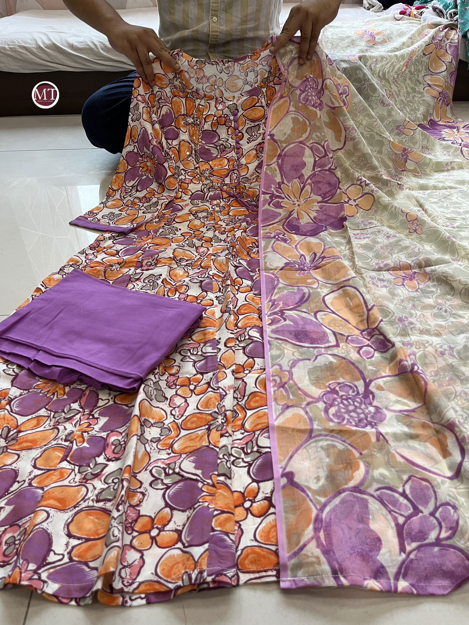 MT Designer Rayon Printed Anarkali Kurti With Bottom Dupatta Wholesale Price In Surat
